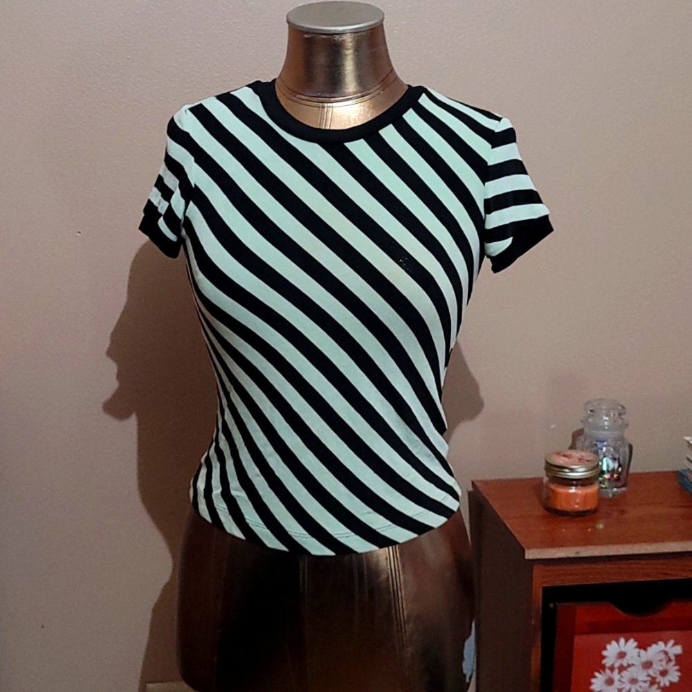 BCBG Striped Nylon Shirt (๑മ 𖥦മ)